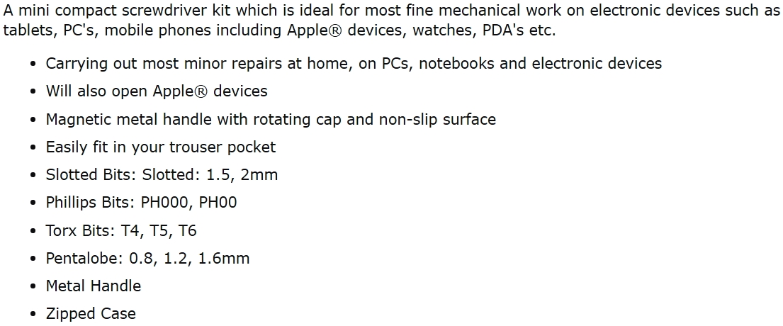 סט ידית מברג עם ביטים לטלפונים סלולריים HAMA 00053052 TEXT
